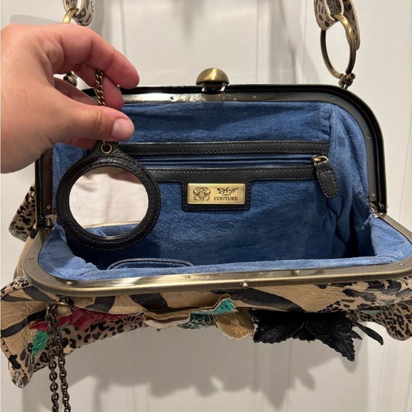 NEW Sharif Couture All Leather Laser Cut 3D Floral Gray Satchel Bag - Picture 9 of 9